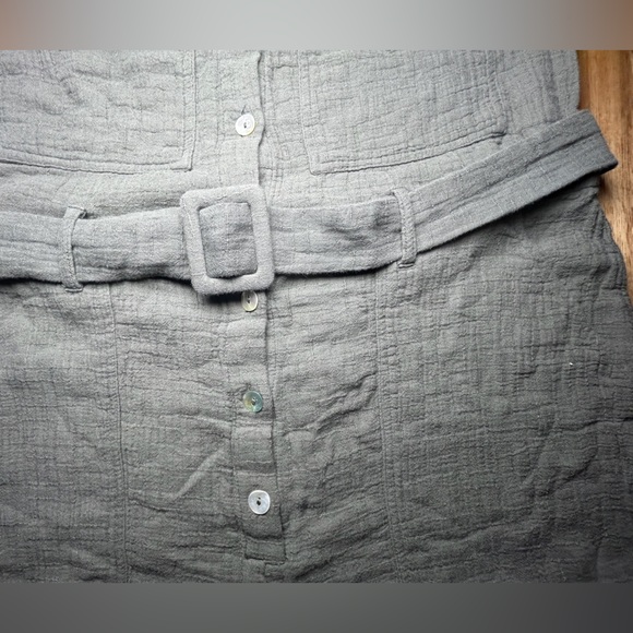 ZARA Womens Olive Green Gauze Button Up Belted Straight Leg The Maya Jumpsuit Md - Picture 12 of 14